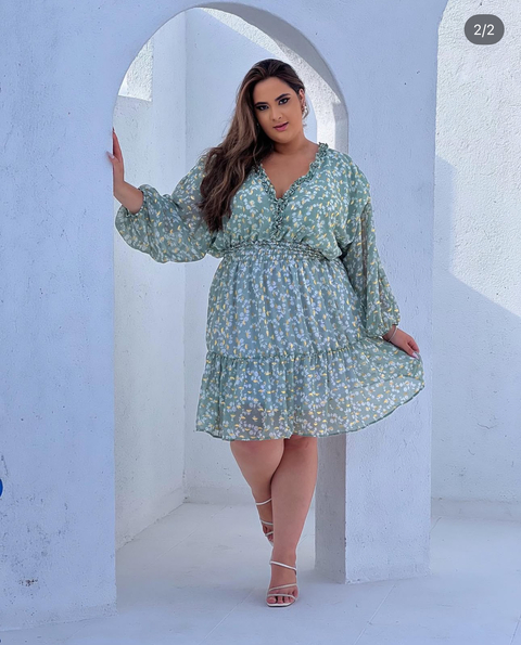 Vestido Curto Plus Size em Tule Estampado - comprar online