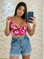 Cropped Viscose Estampado Rosa com Bojo - Tamanho P - comprar online