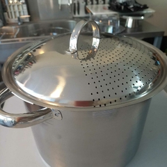 Olla con tapa colador acero inoxidable - comprar online