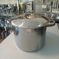 Olla con tapa colador acero inoxidable