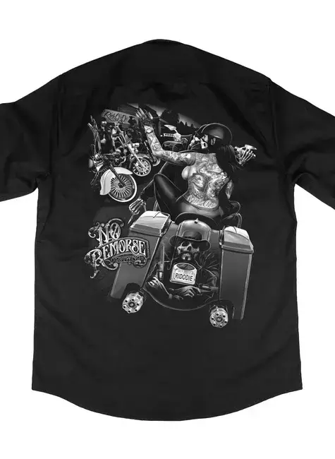 Camisa Workshirt Preta Custom Chicanas Motorcycle