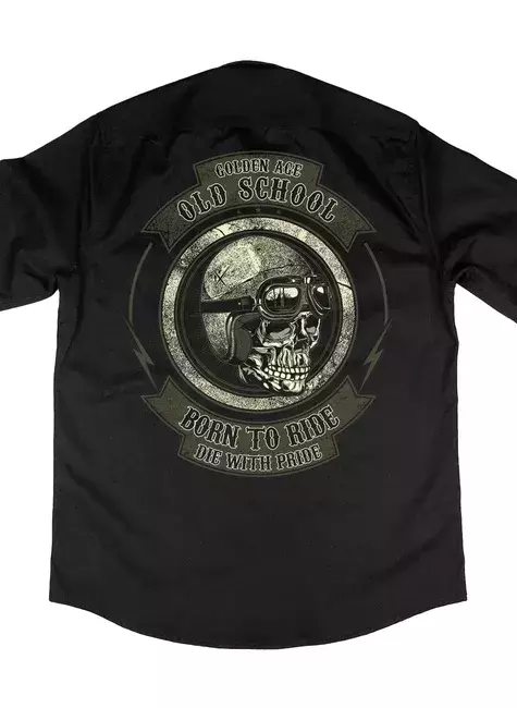 Camisa Workshirt Preta Custom Mecânico Old School Born To Ride
