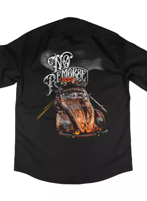 Camisa Workshirt Preta Custom Fusca Rat Look Old School