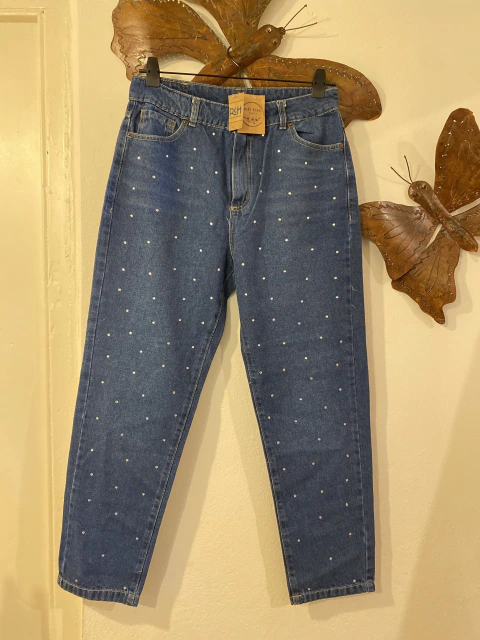 NUEVO | Jean mom azul strass 40 | Bora