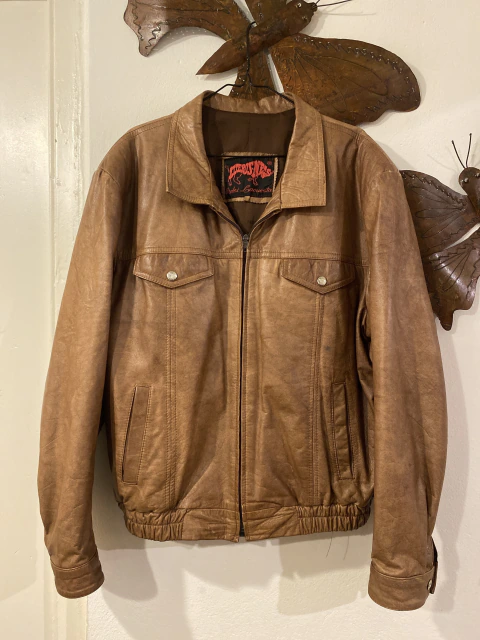 VINTAGE | Bomber cuero marrón talle L