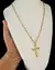 Kit Corrente Tijolinho (3mm) + Pingente Cruz Lisa Chanfrada + Pulseira - Banhado a Ouro 18K - comprar online