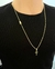 Kit Corrente Cadeado Alongado (2,9mm) Trava Dupla + Pingente Cruz Achatada M + Pulseira - Banhado Ouro 24K na internet