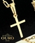 Imagem do Kit Corrente Cadeado Alongado (2,9mm) Trava Dupla + Pingente Cruz Achatada M + Pulseira - Banhado Ouro 24K