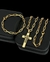 Kit Corrente Elo Cadeado (6mm) + Pingente Cruz Lisa Detalhada + Pulseira - Banhado a Ouro 18k