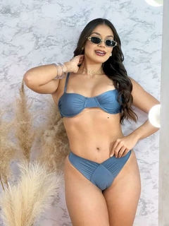 Biquíni Meia Taça Azul Jeans - anapraiana