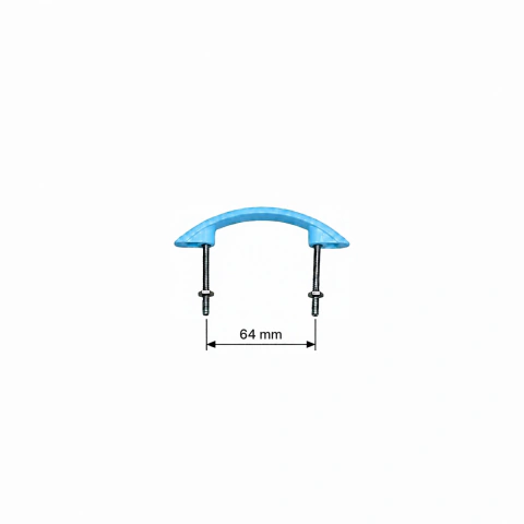 MANIJA PARA MUEBLES curva - (Entre tornillos 64 mm) Celeste