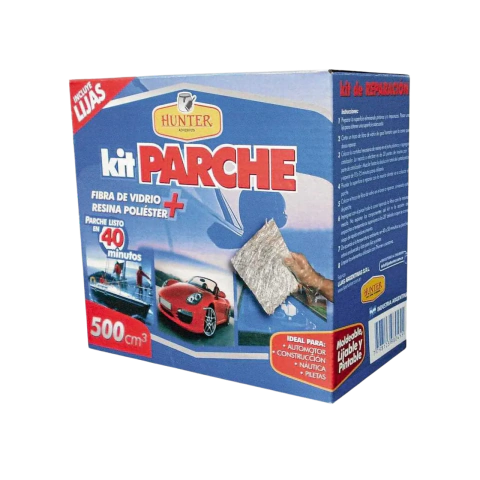 KIT - PARCHE - FIBRA de VIDRIO + RESINA x 250 cc -