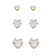 Trio de coração zircônia cristal - Ouro 18k