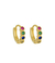 Brinco de argolinha cravejada colorida - Ouro 18k