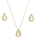 Conjunto Gota Com Pedra Morganita Ruticulada - Ouro 18k