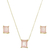 Conjunto Retangular De Pedra Kunzita Fusion - Ouro 18k