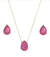 Conjunto De Gota Com Pedra Fusion Fúcsia - Ouro 18k