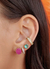 Brinco Com Pedra Fúcsia Oval - Ouro 18k - comprar online