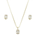 Conjunto Pedra Oval Pequena No Cristal - Ouro 18k