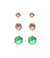 Brinco trio de zircônia colorida - Ouro 18k