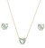 Conjunto Com Coração Azul Paraíba- Ouro 18k