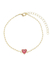 Pulseira Com Coração De Cristal Rubelita - Ouro 18k