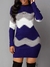 Outono Moda Feminina Imprimir Fino Vestido De Malha Feminino Longo-manga O-pescoço Elegante Bodycon Pacote Hips Mini Vestidos - loja online