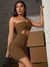 Vestido de cintura Ruched de um ombro feminino, Oco Out Vestidos, Sem mangas, Sem costas, Clube, Festa, Sexy, Outono, Moda na internet