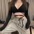 Mulheres Top Colheita Verão Manga Longa Espartilho Y2k Tops Regata Coreana Navel Tie Fino Preto T-Shirt Senhoras Boho Gothic Sexy Clothes