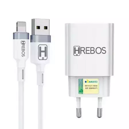 KIT CABO+FONTE HREBOS USB 18W IPHONE