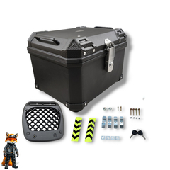 BAU PLASTICO REFORCADO 57L C/ FORRO/ALCA E BASE (PRETO)