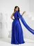 Vestido de Festa Azul Royal Ombro Unico Com Aba Lurex na internet