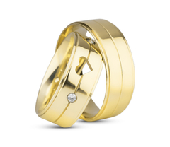 Alianças Love Grace 7MM de Moedas | Coração | Reta com 1 Friso Central | Rebaixo | PAR - loja online