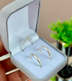 Par de Alianças Veneza 3mm Chanfradas Diamantadas em Prata 950 | PAR - comprar online