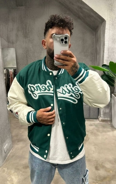 CAMPERA BOMBER UNIVERSITARIA (VERDE)