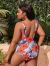 Enterizo con estampado tropical con tira cruzada en internet