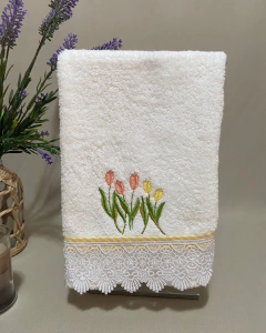Toalha de lavabo felpa com bordado tulipas na internet