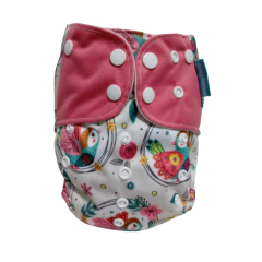 FRALDA ECOLÓGICA HAPPY FLUTE-PINK BIRD