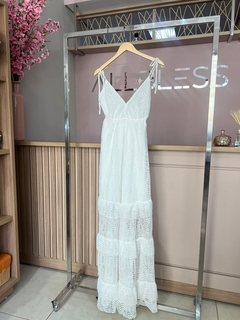 VESTIDO LONGO RENDADO 3 BABADOS - Allbless