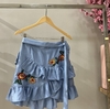 SAIA BORDADA DE FLORES AZUL - comprar online
