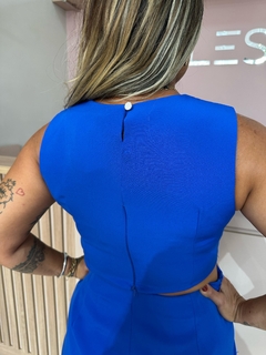 CONJUNTO ALFAIATARIA CROPPED COM FITA P/ SAIA - AZUL ROYAL