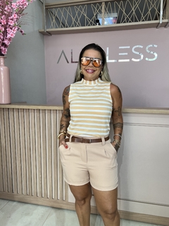 SHORT ALFAIATARIA COM CINTO MARROM - Allbless