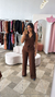 Conjunto feminino alfaiataria marrom - Dona onça fashion