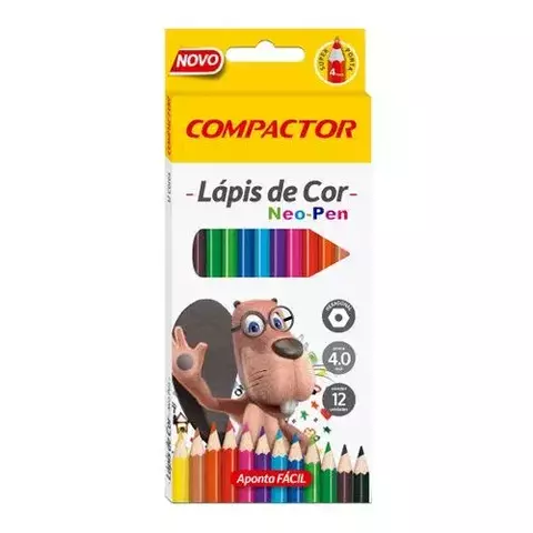 LÁPIS DE COR 12 CORES - COMPACTOR