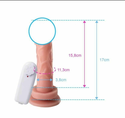 Prótese Peniana com Ventosa 16 x 5 com com vibração