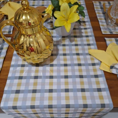 TRILHO DE MESA XADREZ AZUL E AMARELO - comprar online