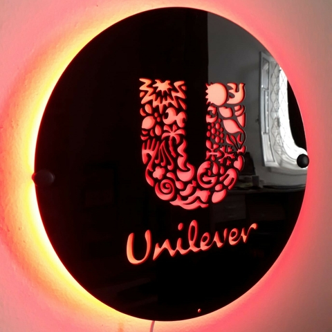 Letreiro de acrílico neon led personalizado redondo 40x40cm