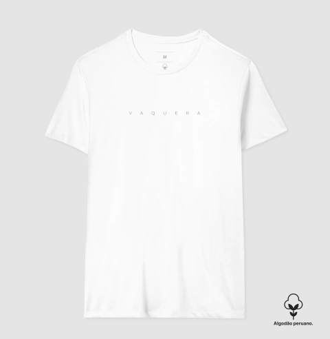 Camiseta masculina premium de algodão peruano com estampa vaquera minimal.
