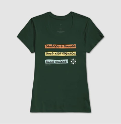 Imagem do Camiseta Feminina Regular Estampa Conheça o Mundo