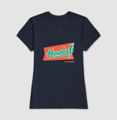 Camiseta feminina de algodão com estampa howdy